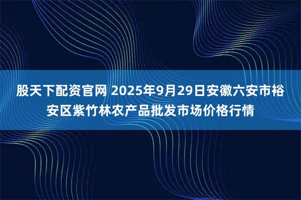 股天下配资官网 2025年9月29日安徽六安市裕安区紫竹林农产品批发市场价格行情